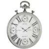 Casa Padrino Luxus Weltzeituhr Silber 40 x 5 x H. 52 cm - Wanduhr im Design einer antiken Taschenuhr