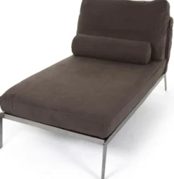 Casa Padrino Luxus Wildleder Chaiselongue Braun / Silber 160 x 80 x H. 85 cm - Nubuk Leder Wohnzimmer Relax Liege mit Kissen - Luxus Wohnzimmer Möbel