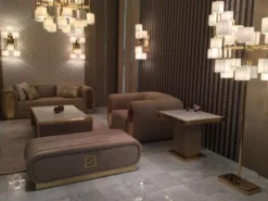 Casa Padrino Luxus Wildleder Sitzbank Taupefarben / Gold 130 x 60 x H. 36 cm - Hotel Möbel - Luxus Qualität - Made in Italy