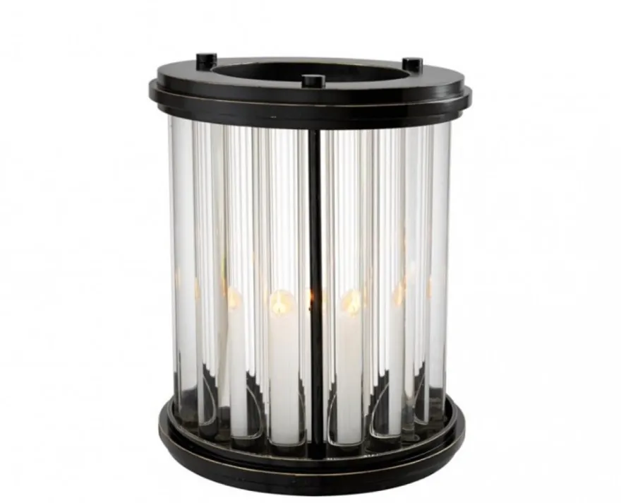 Casa Padrino Luxus Windlicht Kerzenleuchter in Bronze Finish, 26,5 x H. 33,5 cm