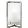 Casa Padrino Luxus Windlicht Kerzenleuchter aus Nickel Finish, Durchmesser 36 cm, Höhe 46 cm