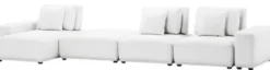 Casa Padrino Luxus Wohnlandschaft Weiß / Schwarz 340 x 159 x H. 83 cm - Wohnzimmer Sofa mit 6 Kissen - Luxus Qualität