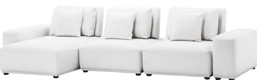 Casa Padrino Luxus Wohnlandschaft Weiß / Schwarz 340 x 159 x H. 83 cm - Wohnzimmer Sofa mit 6 Kissen - Luxus Qualität