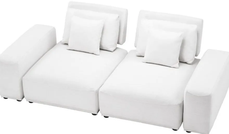 Casa Padrino Luxus Wohnlandschaft Weiß / Schwarz 340 x 159 x H. 83 cm - Wohnzimmer Sofa mit 6 Kissen - Luxus Qualität