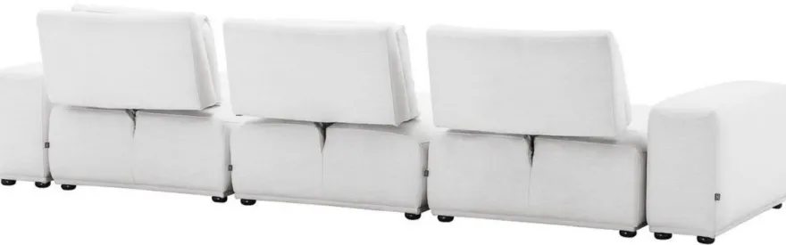 Casa Padrino Luxus Wohnlandschaft Weiß / Schwarz 340 x 159 x H. 83 cm - Wohnzimmer Sofa mit 6 Kissen - Luxus Qualität