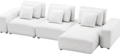 Casa Padrino Luxus Wohnlandschaft Weiß / Schwarz 340 x 159 x H. 83 cm - Wohnzimmer Sofa mit 6 Kissen - Luxus Qualität