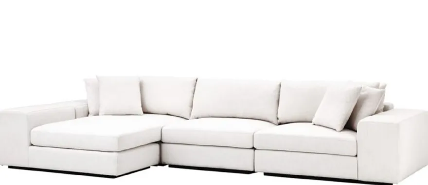 Casa Padrino Luxus Wohnzimmer Ecksofa Weiß / Schwarz 380 x 200 x H. 90 cm - Luxus Möbel