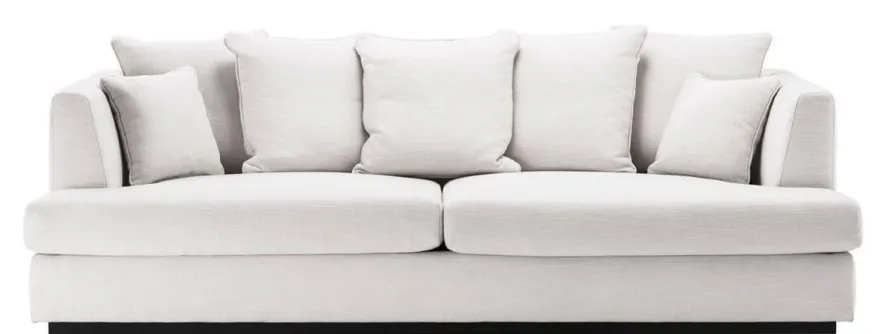 Casa Padrino Luxus Wohnzimmer Sofa Weiß / Schwarz 265 x 151 x H. 90 cm - Couch mit 7 Kissen - Luxus Wohnzimmermöbel