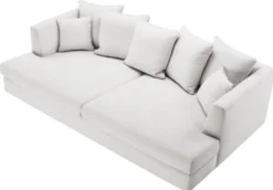 Casa Padrino Luxus Wohnzimmer Sofa Weiß / Schwarz 265 x 151 x H. 90 cm - Couch mit 7 Kissen - Luxus Wohnzimmermöbel