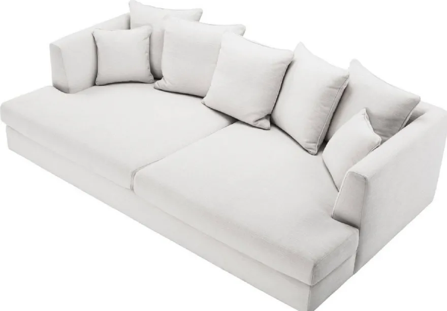 Casa Padrino Luxus Wohnzimmer Sofa Weiß / Schwarz 265 x 151 x H. 90 cm - Couch mit 7 Kissen - Luxus Wohnzimmermöbel