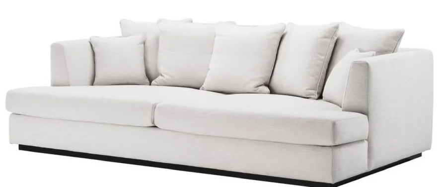 Casa Padrino Luxus Wohnzimmer Sofa Weiß / Schwarz 265 x 151 x H. 90 cm - Couch mit 7 Kissen - Luxus Wohnzimmermöbel