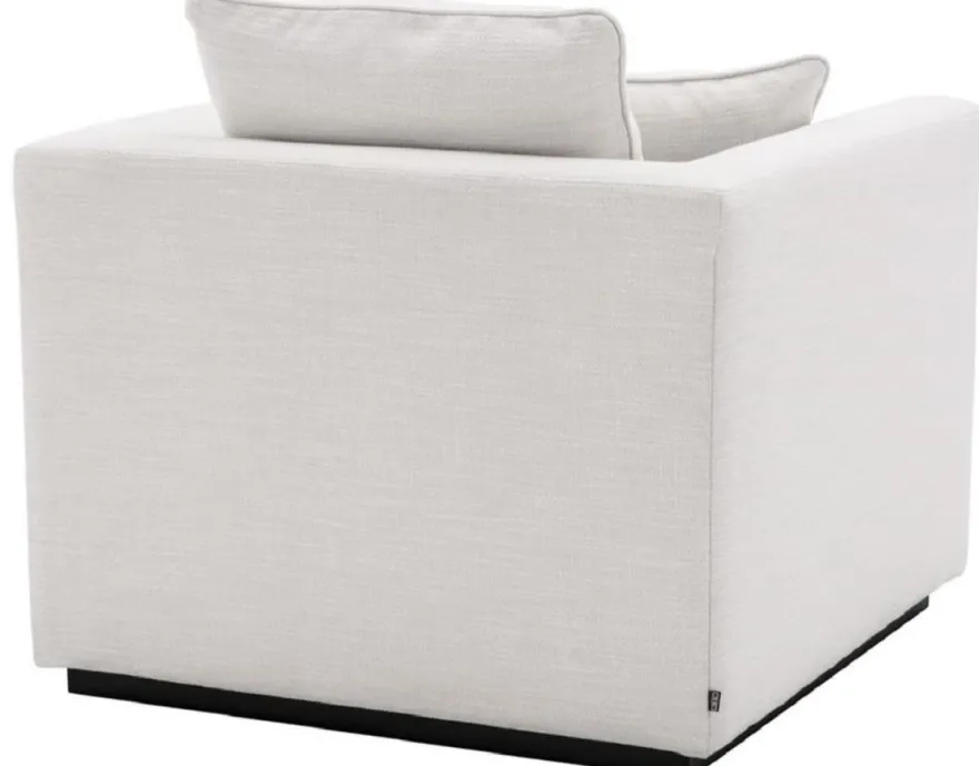 Casa Padrino Luxus Wohnzimmer Sessel Weiß / Schwarz 98 x 100 x H. 73 cm - Wohnzimmermöbel