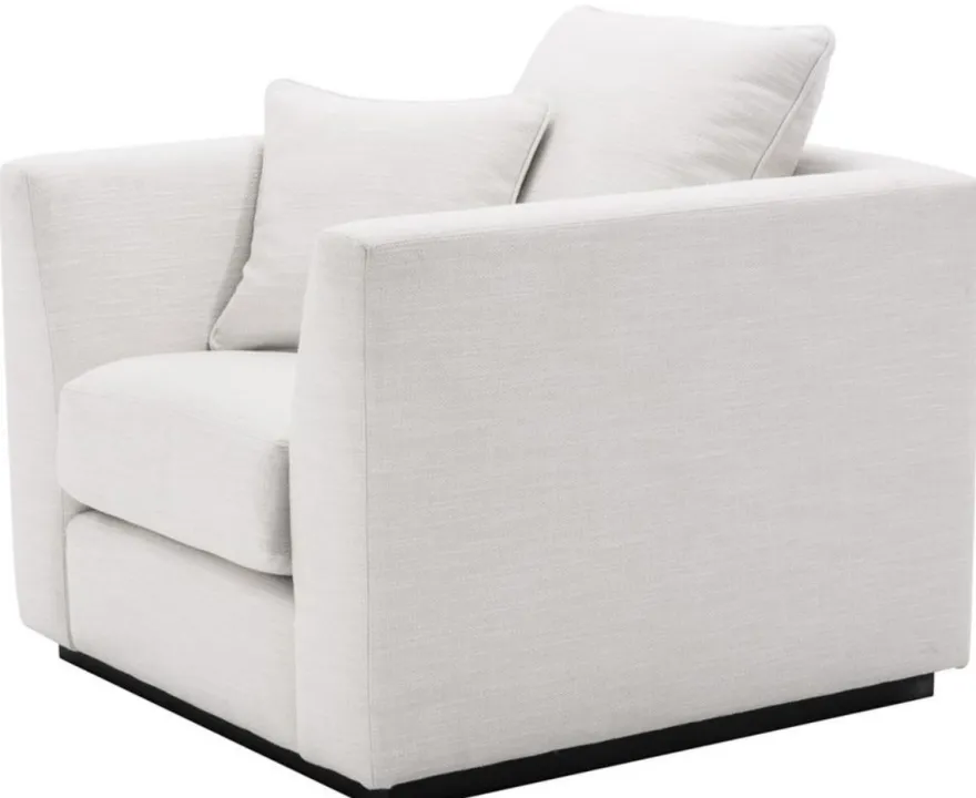 Casa Padrino Luxus Wohnzimmer Sessel Weiß / Schwarz 98 x 100 x H. 73 cm - Wohnzimmermöbel