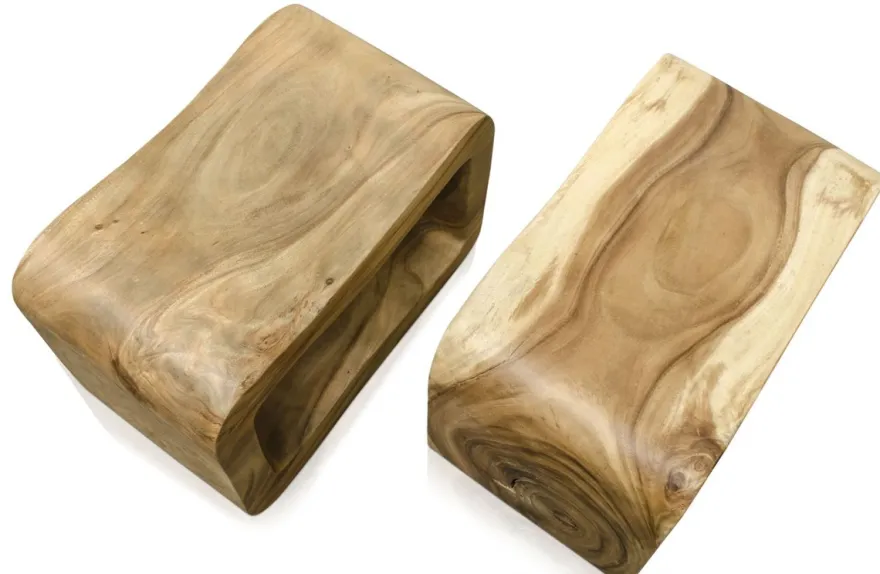 Casa Padrino Luxus Wohnzimmer Beistelltisch Naturfarben 60 x 30 x H. 40 cm - Designer Wohnzimmermöbel
