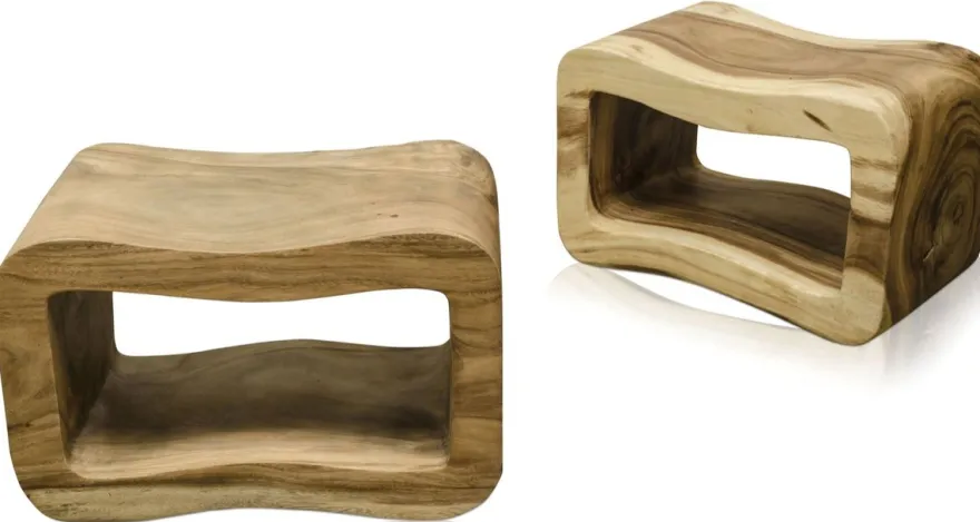 Casa Padrino Luxus Wohnzimmer Beistelltisch Naturfarben 60 x 30 x H. 40 cm - Designer Wohnzimmermöbel