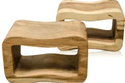 Casa Padrino Luxus Wohnzimmer Beistelltisch Naturfarben 60 x 30 x H. 40 cm - Designer Wohnzimmermöbel