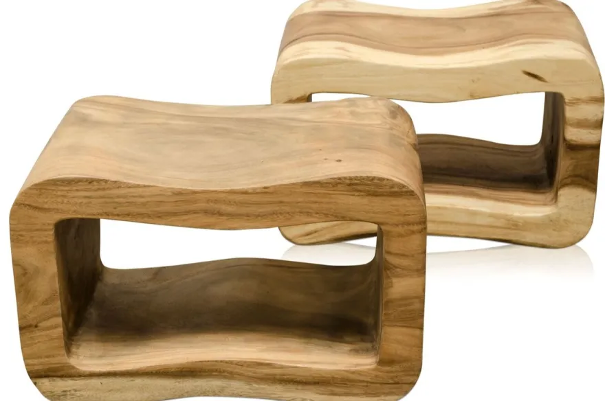 Casa Padrino Luxus Wohnzimmer Beistelltisch Naturfarben 60 x 30 x H. 40 cm - Designer Wohnzimmermöbel