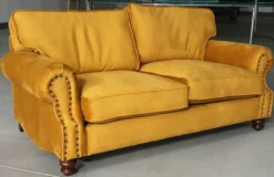 Casa Padrino Luxus Wohnzimmer Samt Sofa Gelb 175 cm - Luxus Möbel