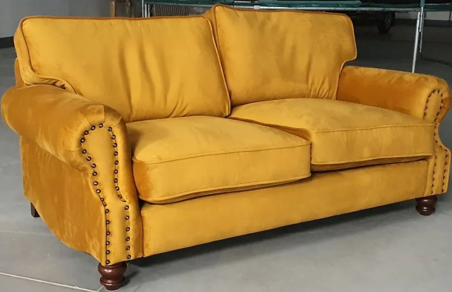 Casa Padrino Luxus Wohnzimmer Samt Sofa Gelb 175 cm - Luxus Möbel