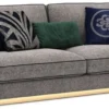 Casa Padrino Luxus Wohnzimmer Sofa Grau / Schwarz / Gold 260 x 100 x H. 65 cm - Edle Wohnzimmer Möbel - Luxus Möbel