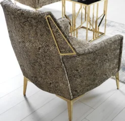 Casa Padrino Luxus Wohnzimmer Sessel Beige / Grau / Gold 70 x 95 x H. 96 cm - Wohnzimmer Möbel - Luxus Möbel
