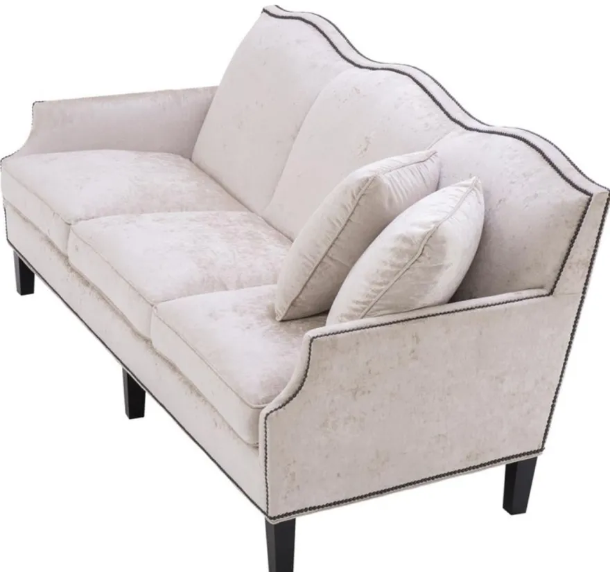 Casa Padrino Luxus Wohnzimmer Sofa Creme / Schwarz 220 x 98 x H. 90 cm - Limited Edition