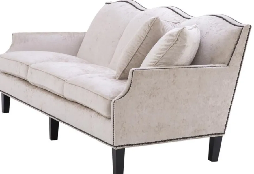 Casa Padrino Luxus Wohnzimmer Sofa Creme / Schwarz 220 x 98 x H. 90 cm - Limited Edition