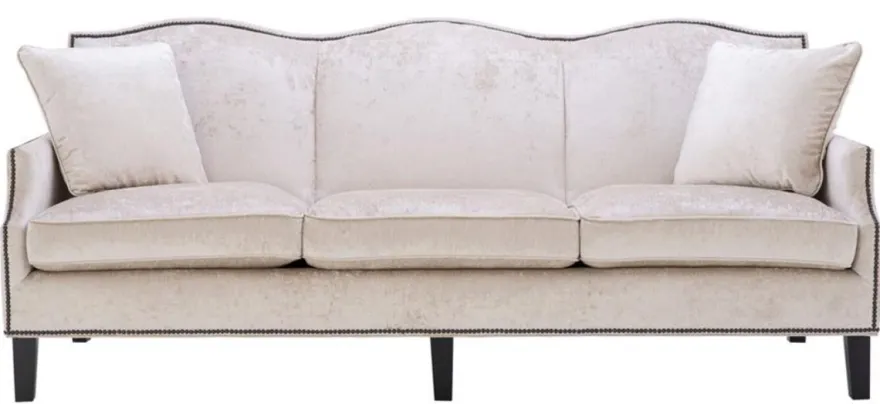 Casa Padrino Luxus Wohnzimmer Sofa Creme / Schwarz 220 x 98 x H. 90 cm - Limited Edition