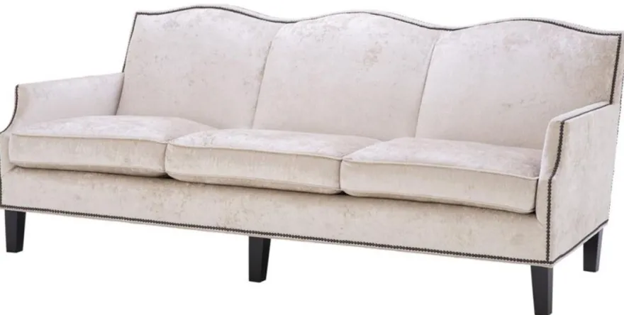 Casa Padrino Luxus Wohnzimmer Sofa Creme / Schwarz 220 x 98 x H. 90 cm - Limited Edition