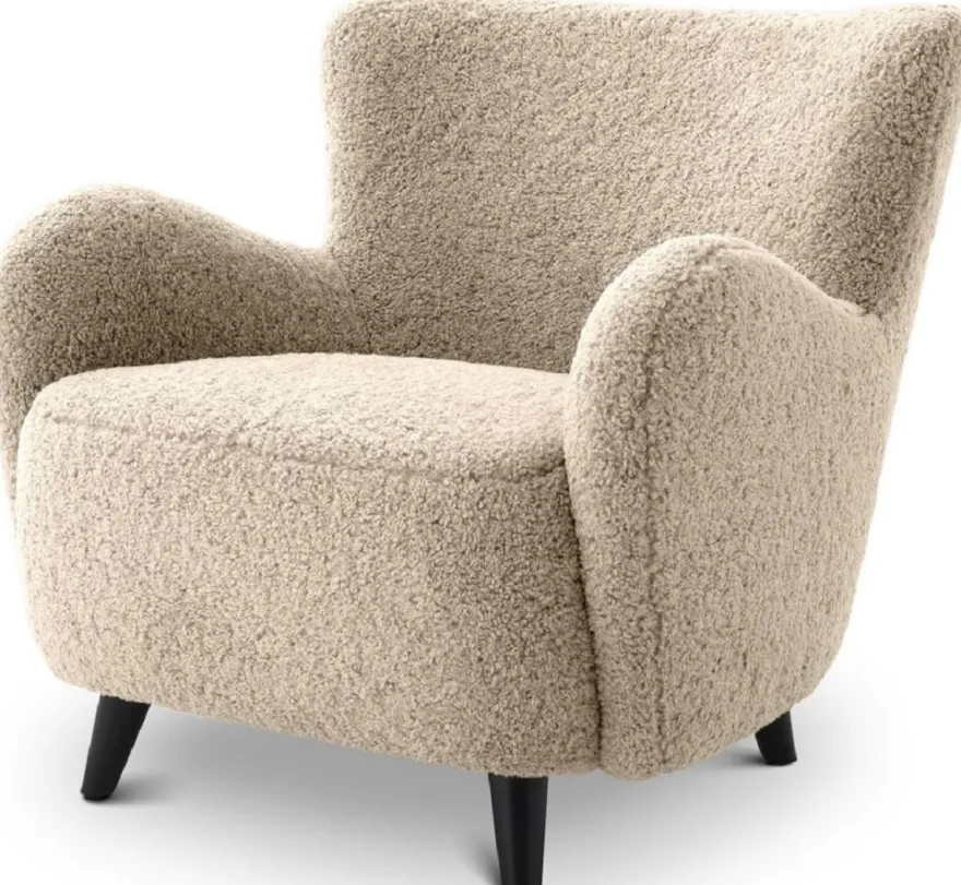 Casa Padrino Luxus Wohnzimmer Sessel Sandfarben / Schwarz 80 x 72 x H. 80 cm - Wohnzimmer Möbel - Luxus Möbel