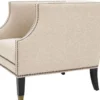 Casa Padrino Luxus Wohnzimmer Sessel Sandfarben / Schwarz / Messingfarben 75 x 80 x H. 75 cm - Luxus Möbel