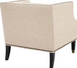 Casa Padrino Luxus Wohnzimmer Sessel Sandfarben / Schwarz / Messingfarben 75 x 80 x H. 75 cm - Luxus Möbel
