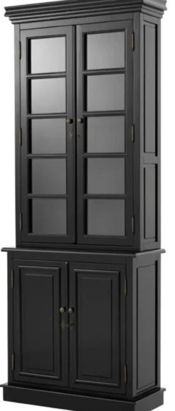 Casa Padrino Luxus Wohnzimmerschrank Schwarz 90 x 38 x H. 230 cm - Limited Edition
