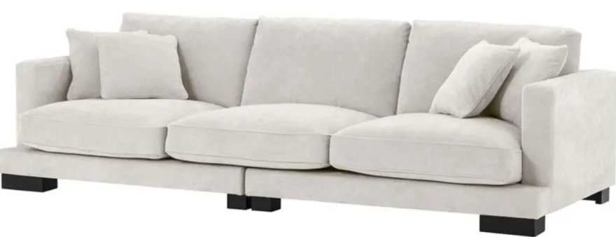 Casa Padrino Luxus Wohnzimmer Sofa Sandfarben / Schwarz 284 x 110 x H. 85 cm - Luxus Kollektion