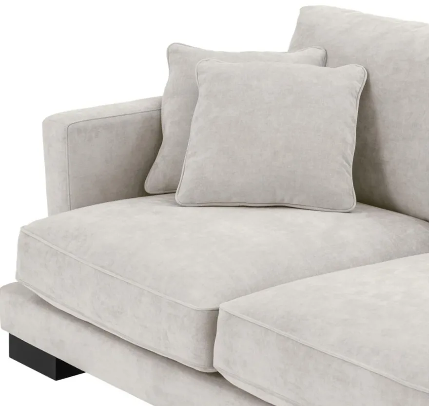 Casa Padrino Luxus Wohnzimmer Sofa Sandfarben / Schwarz 284 x 110 x H. 85 cm - Luxus Kollektion