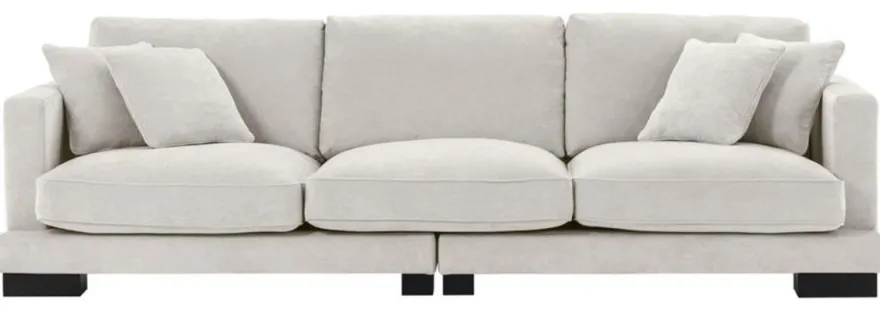 Casa Padrino Luxus Wohnzimmer Sofa Sandfarben / Schwarz 284 x 110 x H. 85 cm - Luxus Kollektion