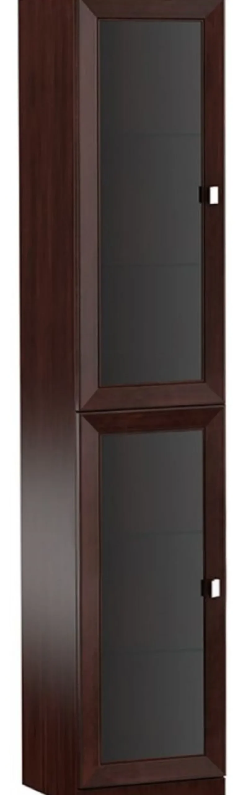 Casa Padrino Luxus Wohnzimmerschrank mit 2 Glastüren Dunkelbraun / Silber 45,4 x 44,2 x H. 225,6 cm - Luxus Kollektion