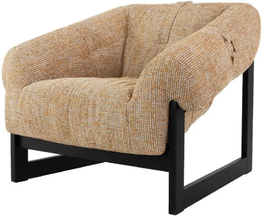 Casa Padrino Luxus Wohnzimmer & Hotel Sessel Beige / Schwarz H. 69 cm - Luxus Möbel