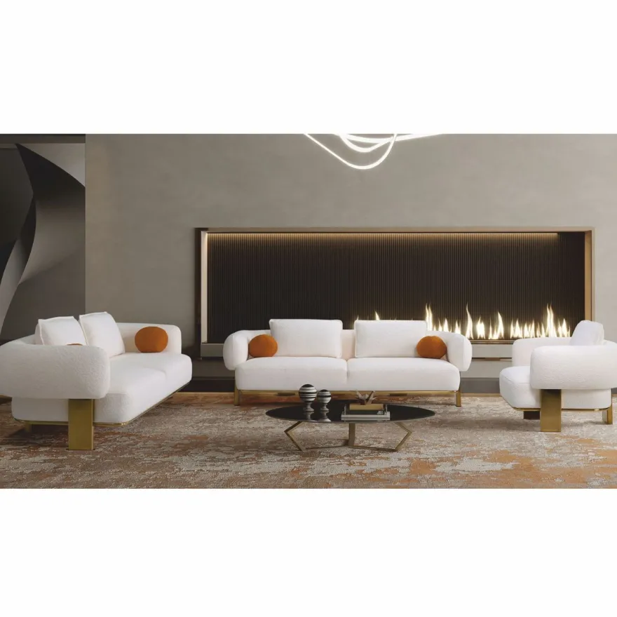 Casa Padrino Luxus Wohnzimmer & Hotel Sessel Weiß / Gold 115 cm - Luxus Möbel