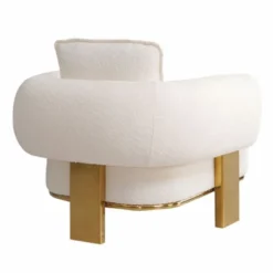 Casa Padrino Luxus Wohnzimmer & Hotel Sessel Weiß / Gold 115 cm - Luxus Möbel