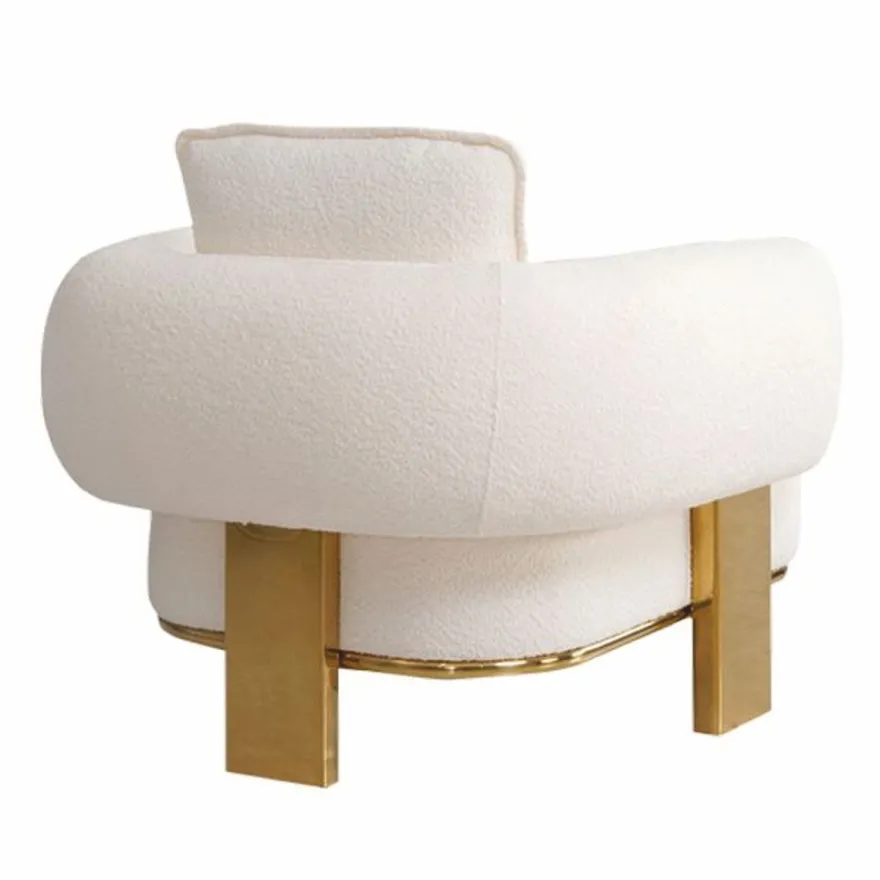 Casa Padrino Luxus Wohnzimmer & Hotel Sessel Weiß / Gold 115 cm - Luxus Möbel