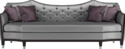 Casa Padrino Luxus Wohnzimmer Sofa Silber / Dunkelbraun 253 x 95 x H. 105 cm - Luxus Qualität - Luxus Wohnzimmer Möbel