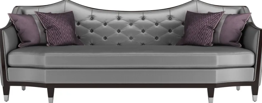 Casa Padrino Luxus Wohnzimmer Sofa Silber / Dunkelbraun 253 x 95 x H. 105 cm - Luxus Qualität - Luxus Wohnzimmer Möbel