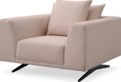 Casa Padrino Luxus Wohnzimmer Sessel mit Kissen Sandfarben / Bronze 110 x 108 x H. 64 cm - Wohnzimmer Möbel - Luxus Möbel