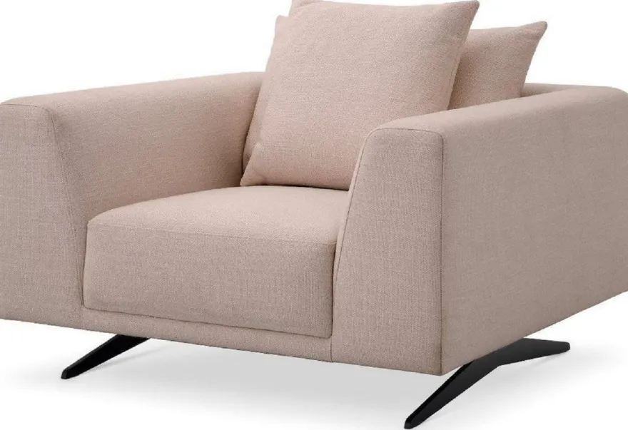 Casa Padrino Luxus Wohnzimmer Sessel mit Kissen Sandfarben / Bronze 110 x 108 x H. 64 cm - Wohnzimmer Möbel - Luxus Möbel