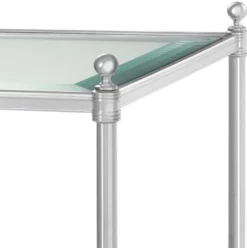 Casa Padrino Luxus Wohnzimmer Beistelltisch mit Rollen Silber 42 x 42 x H. 71 cm - Hotel Möbel