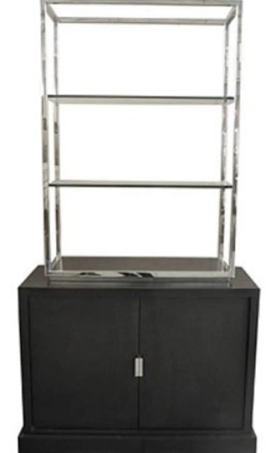 Casa Padrino Luxus Wohnzimmerschrank Schwarz / Silber 109 x 42 x H. 201 cm - Luxus Wohnzimmermöbel