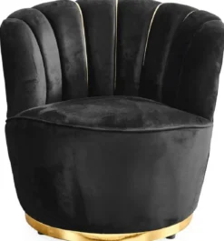 Casa Padrino Luxus Wohnzimmer Sessel Schwarz / Gold Ø 75 x H. 90 cm