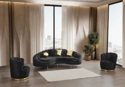 Casa Padrino Luxus Wohnzimmer Sessel Schwarz / Gold Ø 75 x H. 90 cm