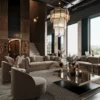 Casa Padrino Luxus Wohnzimmer & Hotel Sessel Grau / Gold 85 x 82 x H. 80 cm